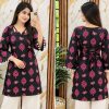 Trendy Black & Pink Butterfly Print Cotton Kurti