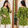 Trendy Green Butterfly Print Cotton Kurti