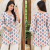 Stylish White Printed Cotton Kurti With Back Lace-Up